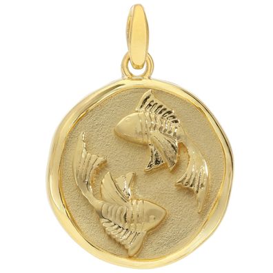trendor Schmuck Anhänger Sternzeichen Fische 925 Silber vergoldet Ø 16 mm 21850-03