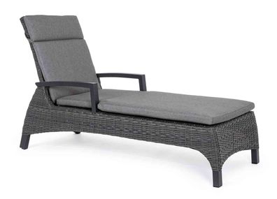 Sonnenliege Nottir Polyrattan, klassisch mit verstellbarer Rückenlehne, grau, inkl. A