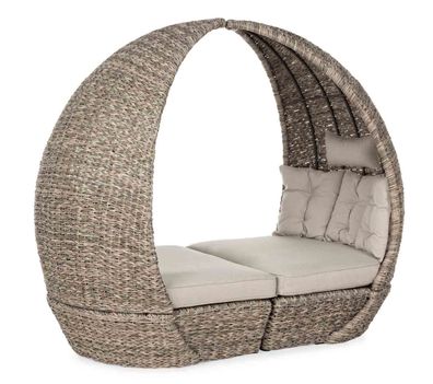 Gartensofa 2er Set Muisam, Aluminium mit Outdoor-Stoff, modern, natur, inkl. Kissen
