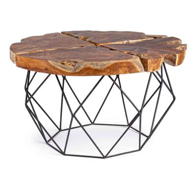 Couchtisch Aynada aus Teakholz, rundes Design, modern, Natur, einzigartiges Unikat Ø8