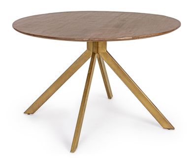 Esstisch Masherma aus Mangoholz, rund im Retro Chic, Natur, 120 cm Durchmesser, Spide