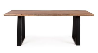 Esstisch Rutar aus Akazienholz, modernes Design, natur, 200 cm, Metallgestell schwarz