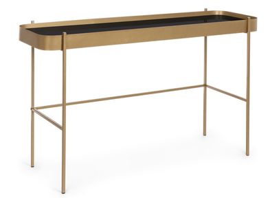 Konsole Shidara aus Metall und Glas, modern, gold-schwarz, 120 cm, elegantes Design