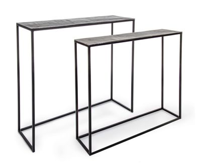 Konsole Ritah 2er-Set aus Aluminium, modern, silber schwarz, vielseitig für Dein Zuha
