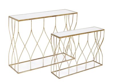 Konsole Ronela 2er-Set, Metall und Glas, modern, gold, vielseitig für Dein Zuhause
