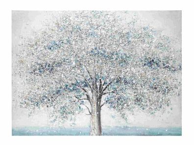 Bild White Tree Kiefernholz Leinwand, klassisch, Weiß Bunt, 120x90 cm, rechteckig, In