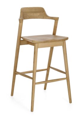 Barhocker Yerma aus Sungkai-Holz, skandinavischer Stil, natur, lackiert, vier Beine,