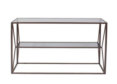 Konsole Laspiri aus Metall und Glas, modern, dunkelbronze, 120 cm, mit Sicherheitsgla