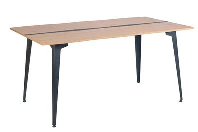 Esstisch Symel mit Stahldekor, modern und industrial, Natur und Schwarz, 160 cm für 4