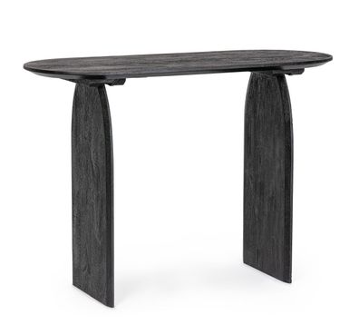 Konsole Reymont aus Mangoholz, modern, schwarz, 110 cm, charaktervolle Maserung