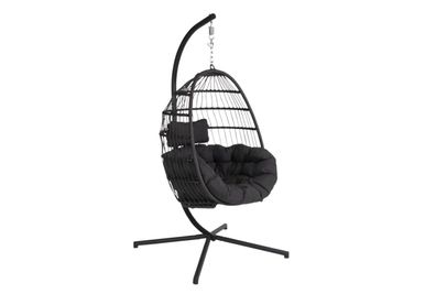 Gartenhängesessel Illora mit Kissen aus Aluminium und Outdoor-Stoff, modern, grau, in