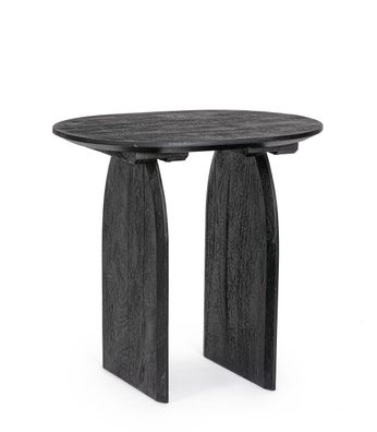 Beistelltisch Terryma aus Mangoholz, modern ovales Design, Schwarz, stilvoll für Dein