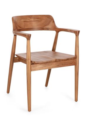 Esszimmerstuhl Zuyas aus Teakholz, modernes skandinavisches Design, natur, mit Armleh
