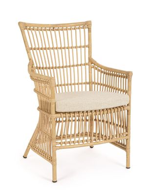 Gartenstuhl Amelda aus Rattan, Aluminiumgestell, skandinavischer Boho Stil, natur, in
