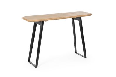 Konsole Shikna aus Mangoholz, klassischer Stil, natur, Metallgestell schwarz, 130 cm