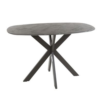 Bartisch Melamik in Keramikoptik, oval und modern, schwarz-grau, 140 x 80 cm, pflegel