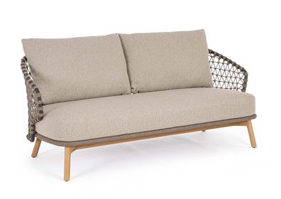 Gartensofa Airalu aus nachhaltigem Teakholz, modern skandinavisch, Natur Sand, abnehm