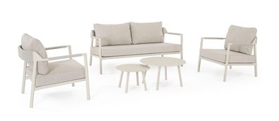 Garten-Set Perro 5er Gruppe, Aluminium und Olefin, modern, Beige Hellgrau, inkl. Kiss