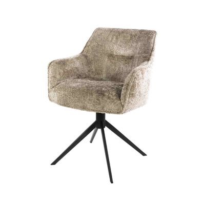Armstuhl Ila 2er-Set drehbar mit Nosag-Federung, Teddy-Stoff, Sand (Gr. 61x62x83 cm)