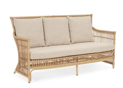 Gartensofa Amelda Rattan-Optik, Aluminium-Gestell, skandinavischer Boho-Stil, natur,