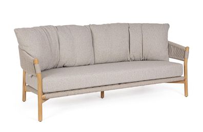 Gartensofa Atirag aus Teakholz, modern skandinavisch, beige, abnehmbarer wasserabweis