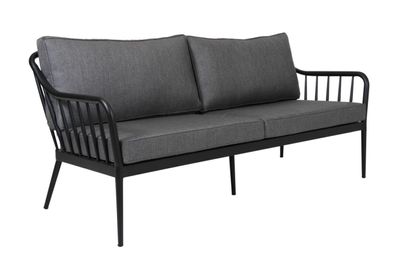 Gartensofa Coleville mit Kissen aus Aluminium und Olefin-Stoff, modern, schwarz-grau,