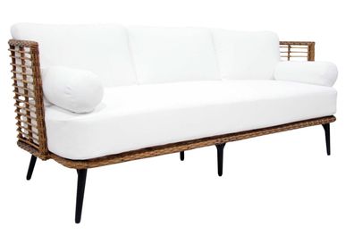 Gartensofa Covelo von Brafab aus Aluminium und Rattan, skandinavischer Stil, weiß nat