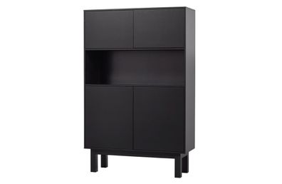 Schrank aus Kiefernholz, modern, schwarz, 110 cm breit, mit Push-to-Open-System