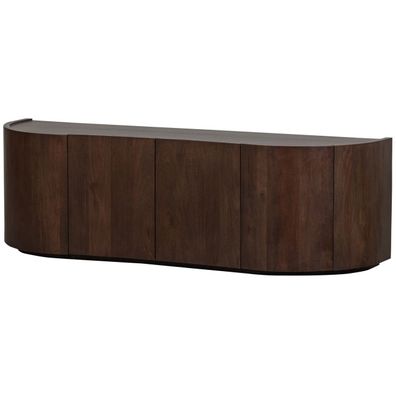 Sideboard Sense aus Mangoholz, modern Retro Chic, Braun Walnuss, 160 cm breit, 4 Türe