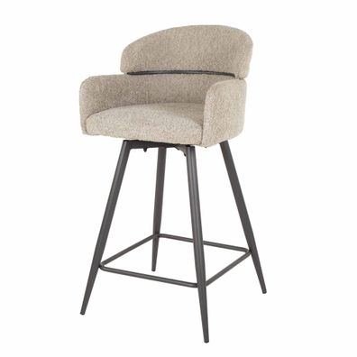 Barhocker 2er-Set Cleruve Boucle, modern drehbar mit Armlehne, Sand, gepolstert und b