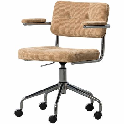 Bürostuhl Kova aus geripptem Webstoff, modern höhenverstellbar, sandfarben, bequem un