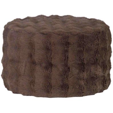 Hocker Olven aus flauschigem Stoff, modern gepolstert, rund, dunkelbraun, 60 x 60 x 3