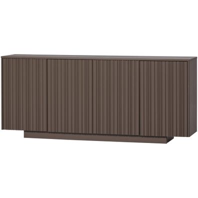 Sideboard Nova aus FSC-Kiefer, modern mit reliefierten Türen, trüffelbraun, 200 cm