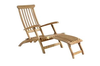 Gartenliegestuhl Jackson aus Teakholz, klassisch, Natur, verstellbare Rückenlehne, vo