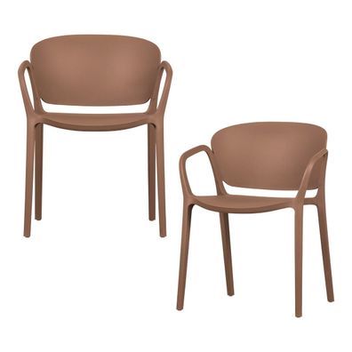 2er-Set Stapelstuhl Bent - Kunststoff Lachsrosa (Gr. 57x56x75 cm)