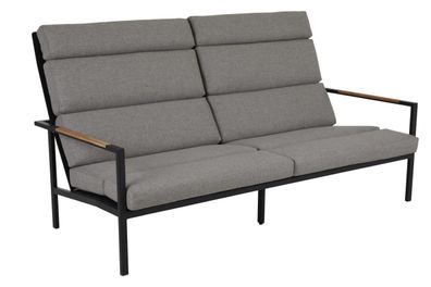 Gartensofa Indus mit Kissen aus Aluminium und Teak, modern, sand, für 2?3 Personen