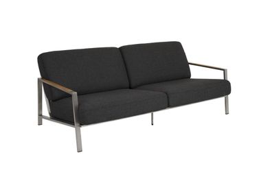 Gartensofa Naos mit Kissen aus Edelstahl und Olefin-Stoff, modern, dunkelgrau, für 2?