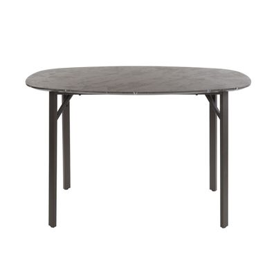 Bartisch Melamik, ovale Holzplatte mit schwarzer Keramikoptik, modern, 140 x 75 cm, p
