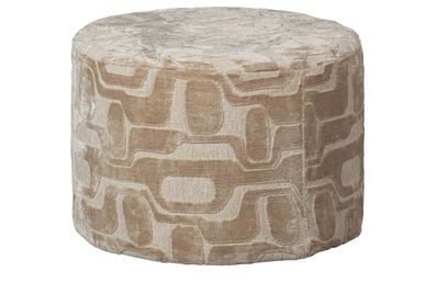 Hocker Yago aus Stoff, rundes Design, modern, Natur, Ø 60 cm, weich gepolstert