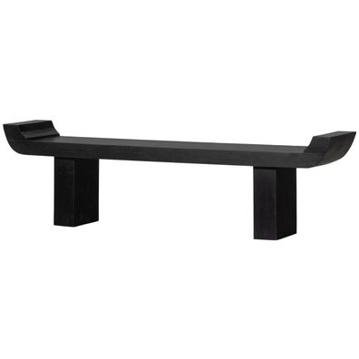 Bank Lox aus Holz, skandinavischer Stil, Schwarz, 183 cm Breite, lackierte Oberfläche