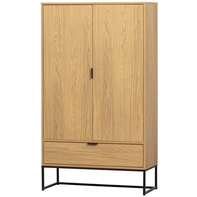 Schrank Silas aus Kiefernholz, modernes Design, natur, stabile Metallfüße, mit Türen