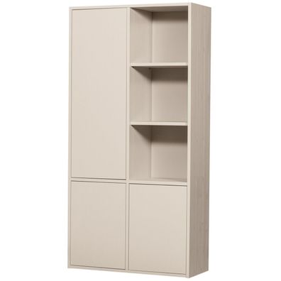 Schrank Merel aus Kiefernholz, modern, hellgrau Dust, 3 Türen, 10 Fächer, FSC-zertifi