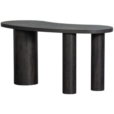 Schreibtisch Maan aus MDF-Holz, modern organisches Design, dunkelbraun, lackierte Obe