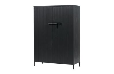 Schrank Bruut aus Kiefernholz, klassisch im Landhausstil, schwarz, mit Metall-Verschl