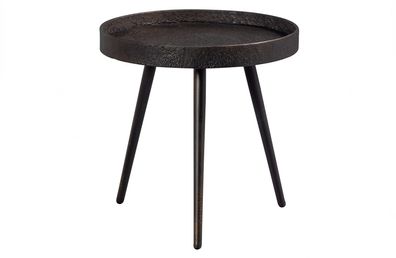 Beistelltisch Bounds aus Metall, modern und industriell, rund, antikes Gold, Naturhol