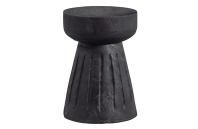 Hocker Borre aus Paulowniaholz, skandinavischer Stil, schwarz lackiert, rund, für Ind