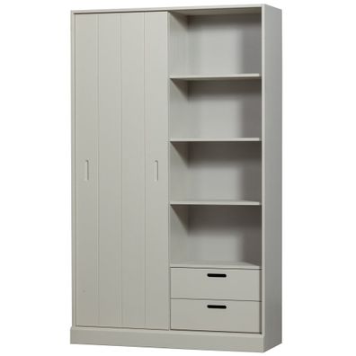 Schiebetürschrank Mila aus FSC-Kiefer, modern mit viel Stauraum, hellgrau, 200 x 120