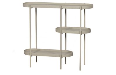 Konsole Noan aus Holz, modernes Design mit lackiertem Metall, antik beige, drei Ablag