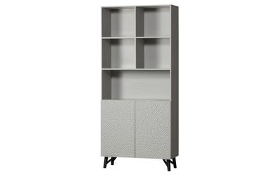 Schrank Carved Organic aus Mangoholz, modernes Design, hellgrau nebel, FSC-zertifizie