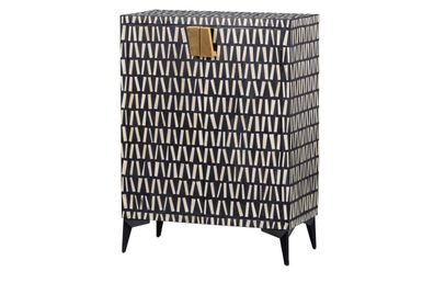 Kommode Menne aus Mangoholz, klassisches Design, modern, schwarz, mit Klapptüren und